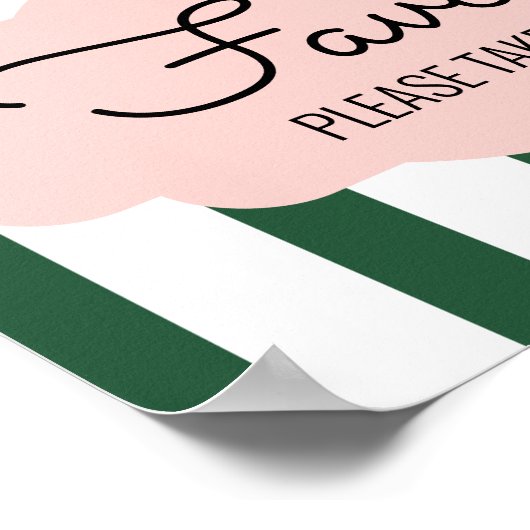 ビバリーヒルズピンク+グリーンブライダルシャワーフェイスサイン ポスター (角)