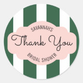 ビバリーヒルズピンク&グリーンブライダルシャワーメッセージカード ラウンドシール (正面)