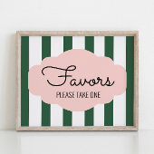 ビバリーヒルズピンク&グリーンベビーシャワーの好意のサイン ポスター