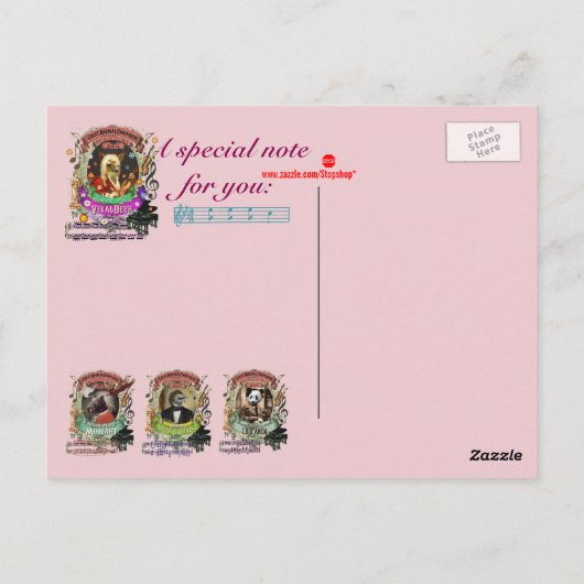 ビバルディアおもしろいディアファウン動物作曲家ビバルディ ポストカード (裏面)