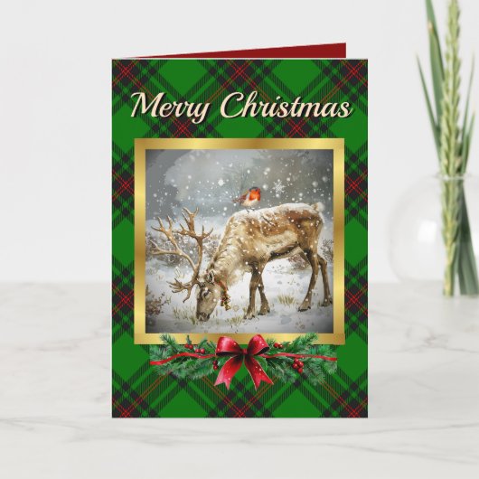 ビバージュスタッグ&ロビンタータンチェック パーソナライズされた シーズンカード (正面)