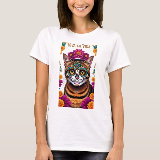 ビバ・ラ・ビダ トラ猫 Tシャツ (正面)