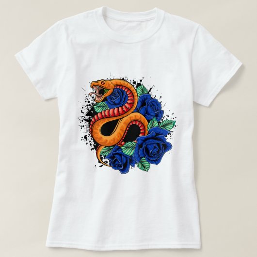 ビパーとブルーのバラ Tシャツ (デザイン正面)