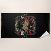 ビパーソナライズされたールハウスラベルビール醸造バーパブ ビーチタオル (正面)