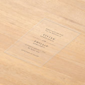 ビビアンシンプルのエレガントな結婚式の日付を保存 アクリル招待状 (レイダウン)