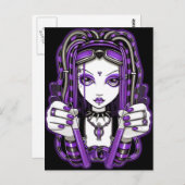 「ビビアン」紫色のサイバーゴシックフェアリー・アート・ポストカード ポストカード (正面/裏面)