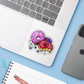 ビビットなドーナツステッカー シール (ノートパソコンとiPhone)