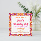 ビビッドオレンジ ブライトイエロー ボールドピンク バースデー 招待状 (スタンド正面)