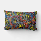 ビビビッカラフルドオーバルコラルオリジナル抽象芸術アート ランバークッション (裏面)