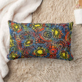 ビビビッカラフルドオーバルコラルオリジナル抽象芸術アート ランバークッション (ブランケット)