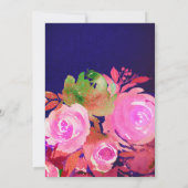 ビビビッドパープルモダン春フローラブライダルシャワー 招待状 (裏面)