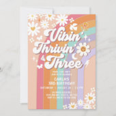 ビビントリビン'と3つのヒッピーレトロ誕生日 招待状 (正面)