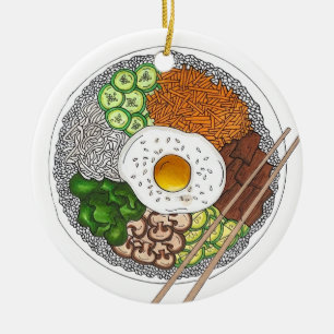 ビビンバップ韓国料理料理料理米卵料理 セラミックオーナメント