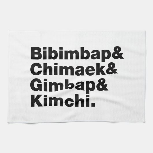 ビビンバップ&チマーク&ジンバップ&キムチ。韓国料理 キッチンタオル (横)