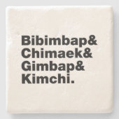 ビビンバップ&チマーク&ジンバップ&キムチ。韓国料理 ストーンコースター (正面)