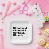 ビビンバップ&チマーク&ジンバップ&キムチ。韓国料理 ペーパープレート (パーティー)
