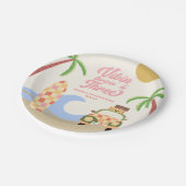 ビビン&スリーサーフボードピンク第3誕生日パーティー ペーパープレート (アングル)