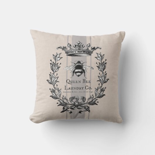 ビフランスのー女王、グレストライプのフェイクーの袋 クッション (正面)