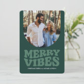 ビブメリースおもしろいレトログリーン写真クリスマス シーズンカード (スタンド正面)