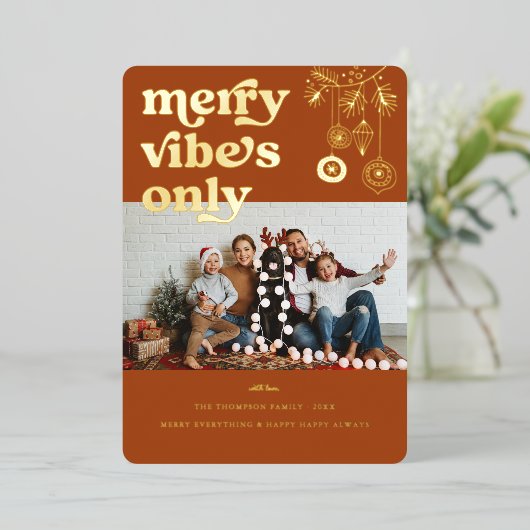 ビブメリースのみ |レトロの写真の休日 箔シーズンカード (立ち正面)