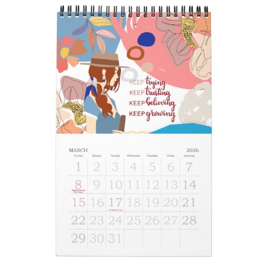 ビブモダンスやる気を起こさせる抽象芸術2022 カレンダー (3月 2026)