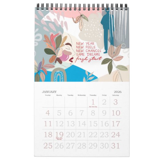 ビブモダンスやる気を起こさせる抽象芸術2022 カレンダー (1月 2026)