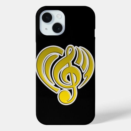 ビブラシオンズ ミュージカル ラブ イエロー ハート 音符 DJ Case-Mate iPhoneケース (裏面)