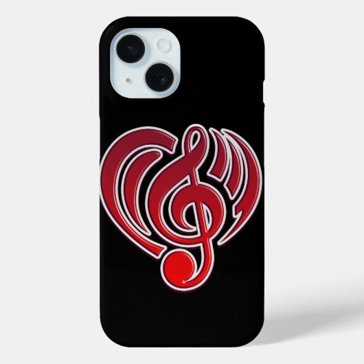 ビブラシオンミュージカルラブ赤ハートミュージックノートDJ Case-Mate iPhoneケース (裏面)