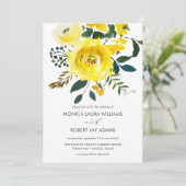 ビブラントイエロー結婚フローラタイポグラフィ 招待状 (スタンド正面)