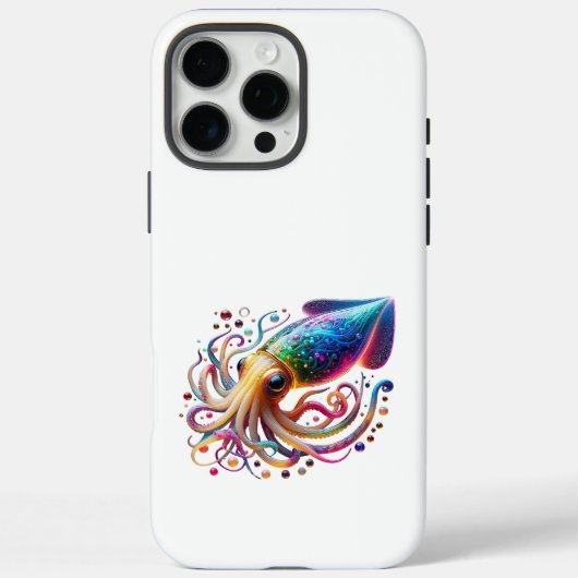 ビブラントネオンイカ - 発光するカラフルな深海の生き物 Case-Mate iPhoneケース (裏面)