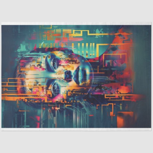 ビブラント抽象芸術カオスポートレートレディーデカップージ 薄葉紙 (正面)