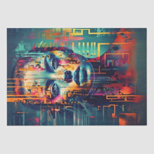 ビブラント抽象芸術カオスポートレートレディーデカップージ 薄葉紙 (正面)