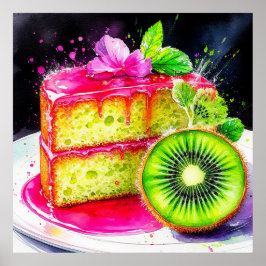 ビブラント キウイ ケーキ ピンク グレーズ ポスター