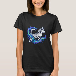 ビブラント・セレスト・ハスキー・ミスティック・ブルー・アウラアート Tシャツ