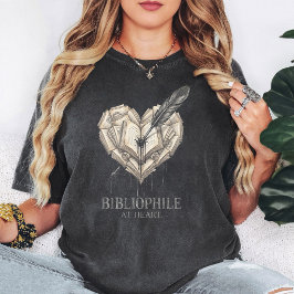 ビブリオフィルハートブック羽根ペンインクスプラッシュ Tシャツ