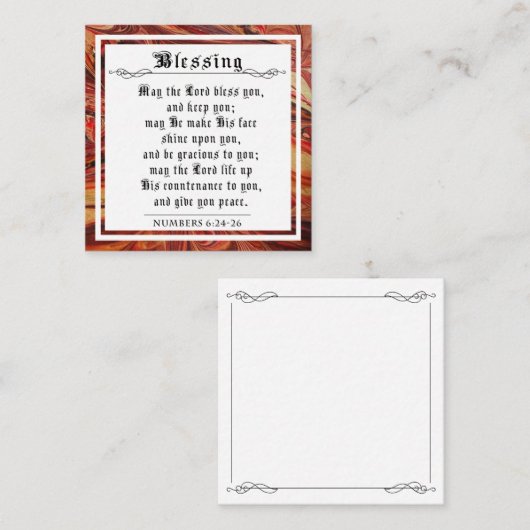 ビブルプリース賛美トリーズナンバーズレッド大理石スクエア コーリングカード (正面/裏面)