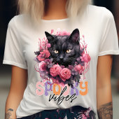 ビブ不気味スかわいい黒猫ハロウィーン猫好き Tシャツ