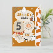 ビブ不気味スレトロ市松模様にハロウィーン誕生日 招待状 (スタンド正面)
