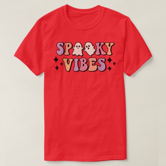 ビブ不気味スレトロGroovyハロウィーントリックまたは治療 Tシャツ (デザイン正面)
