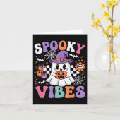 ビブ不気味ス幽霊レトロGroovyハロウィーンキッズギル カード (黄色い花)