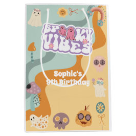 ビブ不気味レトロヴィンテージハロウィーン子供の誕生日 ミディアムペーパーバッグ