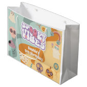 ビブ不気味レトロヴィンテージハロウィーン子供の誕生日 ラージペーパーバッグ (正面アングル)