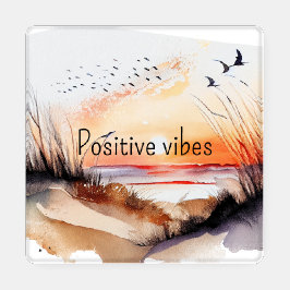 ビブ前向きスビーチサンセットと鳥 コースターセット