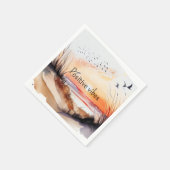 ビブ前向きスビーチサンセットと鳥 スタンダードカクテルナプキン (角)