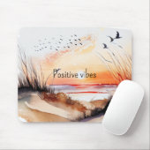 ビブ前向きスビーチサンセットと鳥 マウスパッド (マウス)