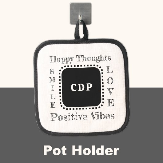 ビブ前向きス保スマイル追加イニシャルブラック 鍋敷き