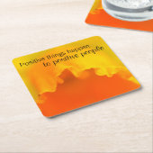 ビベス前向きズインスパイアイエローダフォディル引用文 スクエアペーパーコースター (アングル)