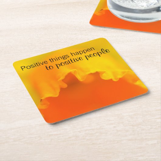 ビベス前向きズインスパイアイエローダフォディル引用文 スクエアペーパーコースター (アングル)