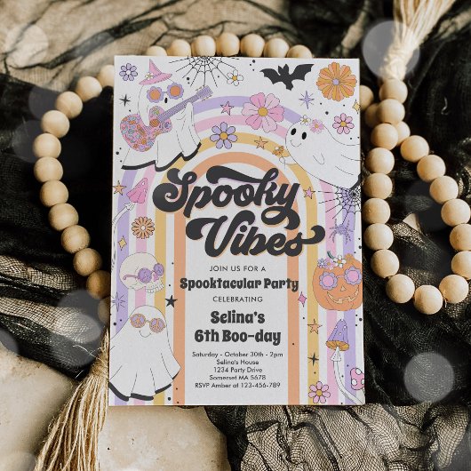 ビベハロウィン不気味キュートグルーヴィー幽霊誕生日 招待状