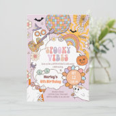 ビベ不気味スレトロハローウィンパーティガール誕生日 招待状 (スタンド正面)